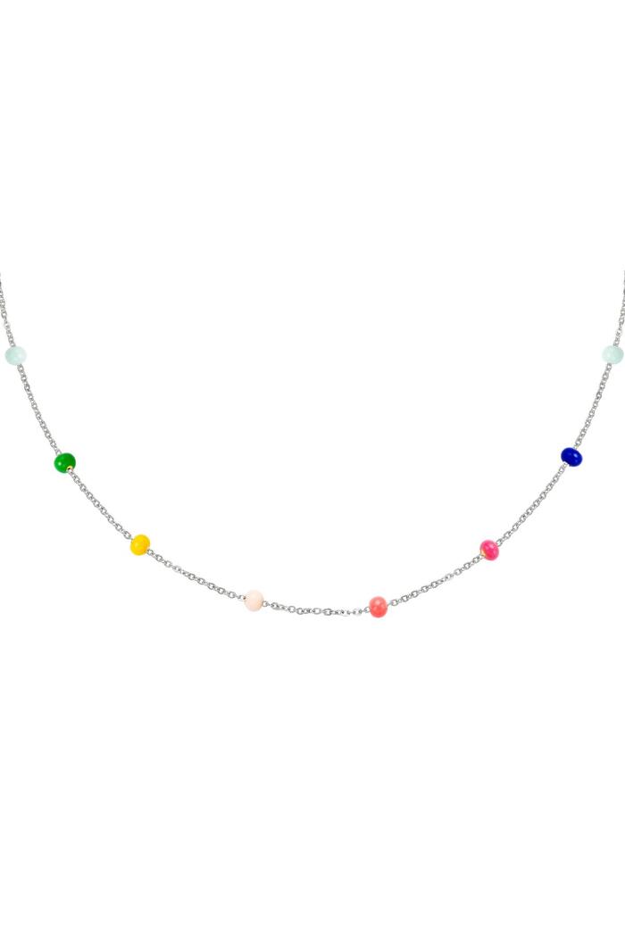 Necklace colored beads Silver Stainless Steel 